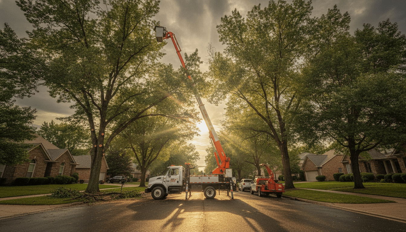 Professional tree service bucket truck